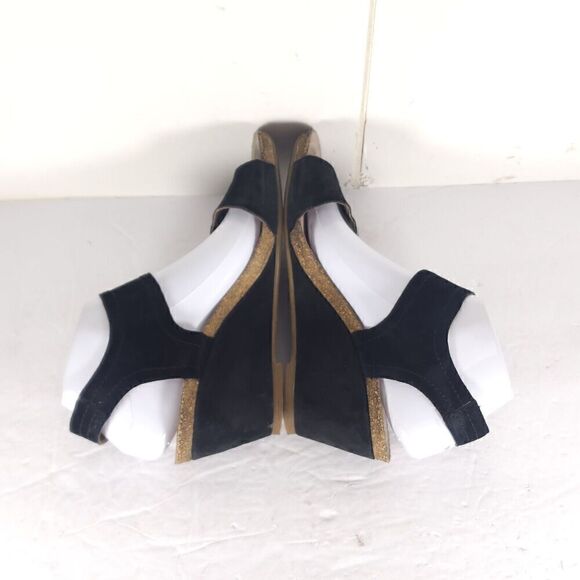 Mephisto Women's Jackie 40 US9-9,5 Black Leather Cork Embellished Wedge Sandals - Picture 9 of 16